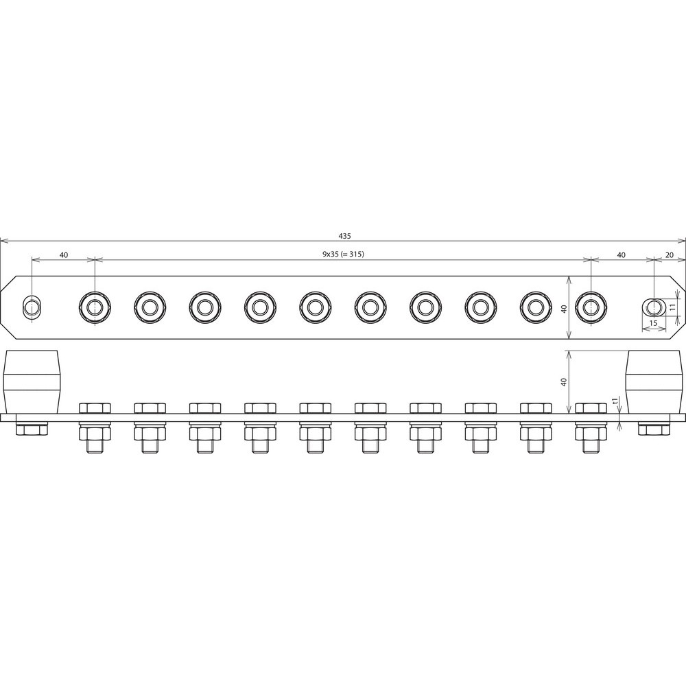 Potentialausgleichschiene PAS I 10AP M10 CU