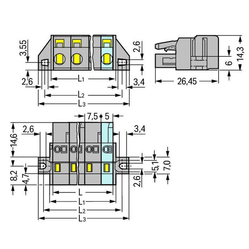 1-Leiter-Federleiste 231-211/031-000