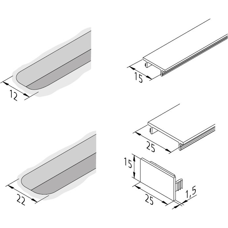 Abdeckprofil f.LED-Stick 20301280154 (VE5,4m)