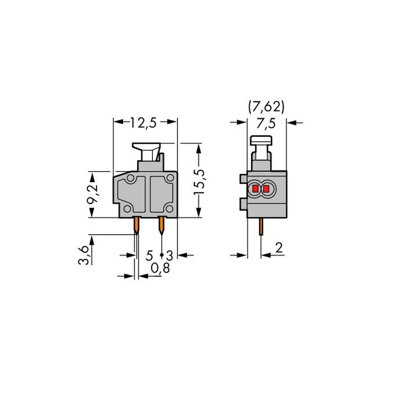 2LeiterLeiterplattenklemme 235-723/331-000