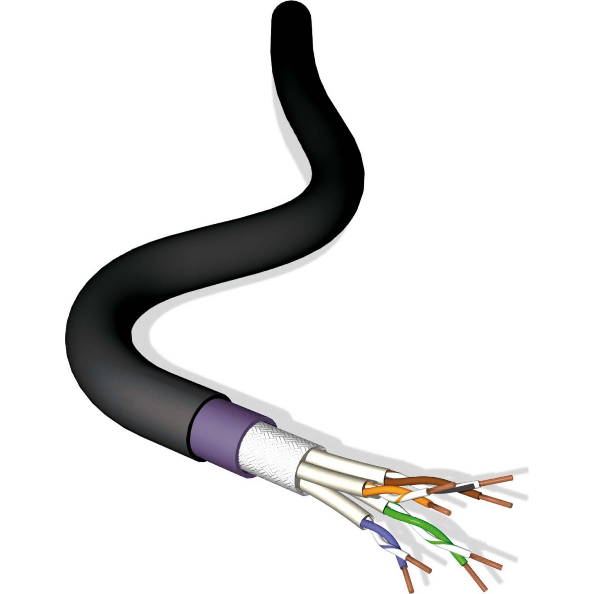 Datenkabel Kat.7 4P Tr1000 UM10-HF1-X-1000BK Schnittlänge