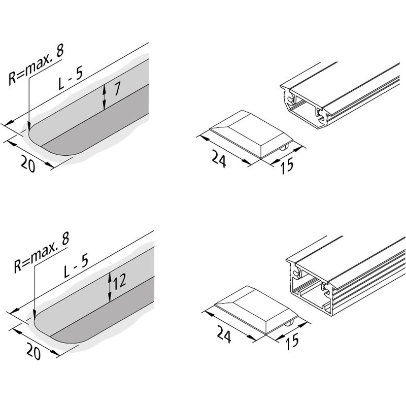 5er-Set LED-Einfräsprofil 61500031461