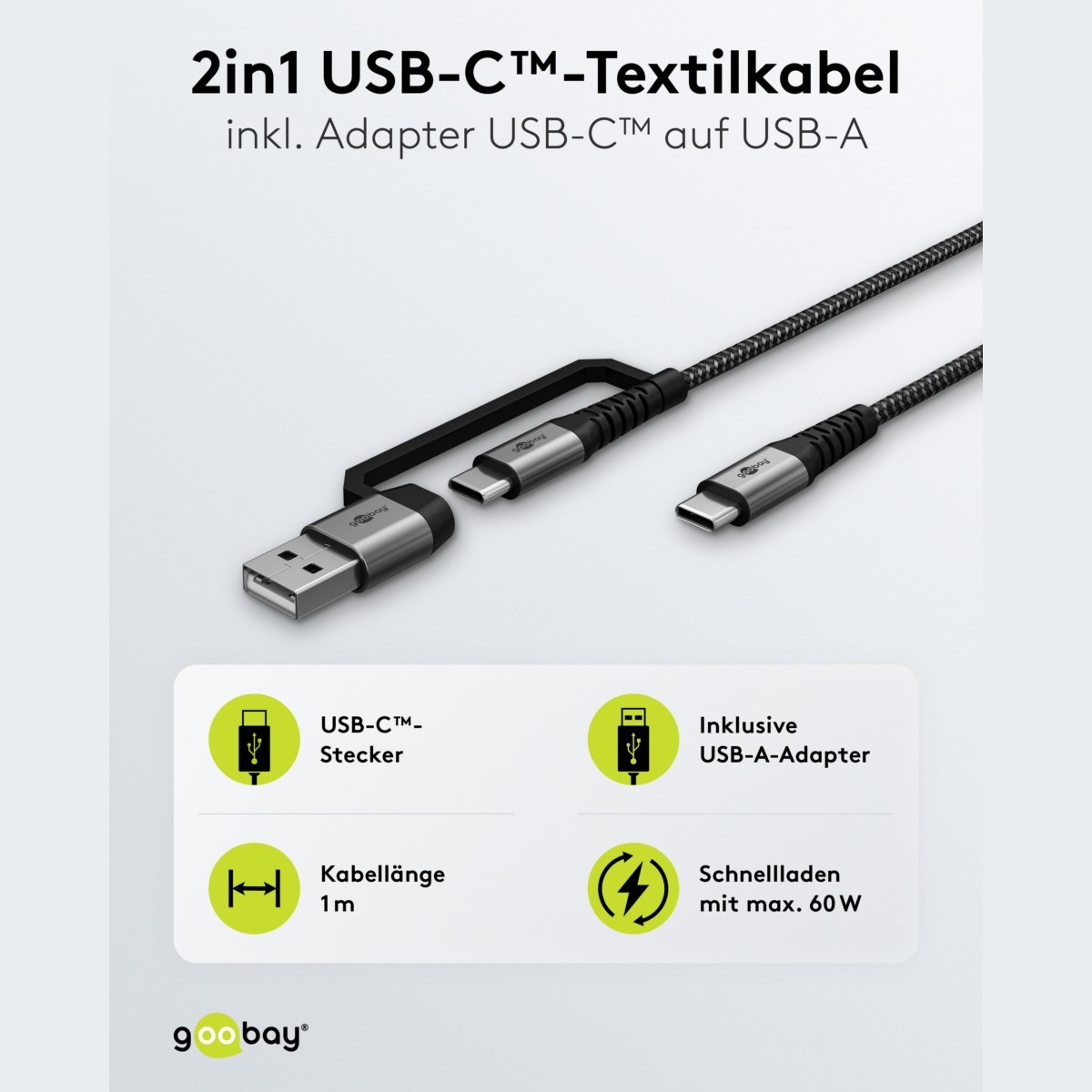 2in1 USB-Textilkabel 70277