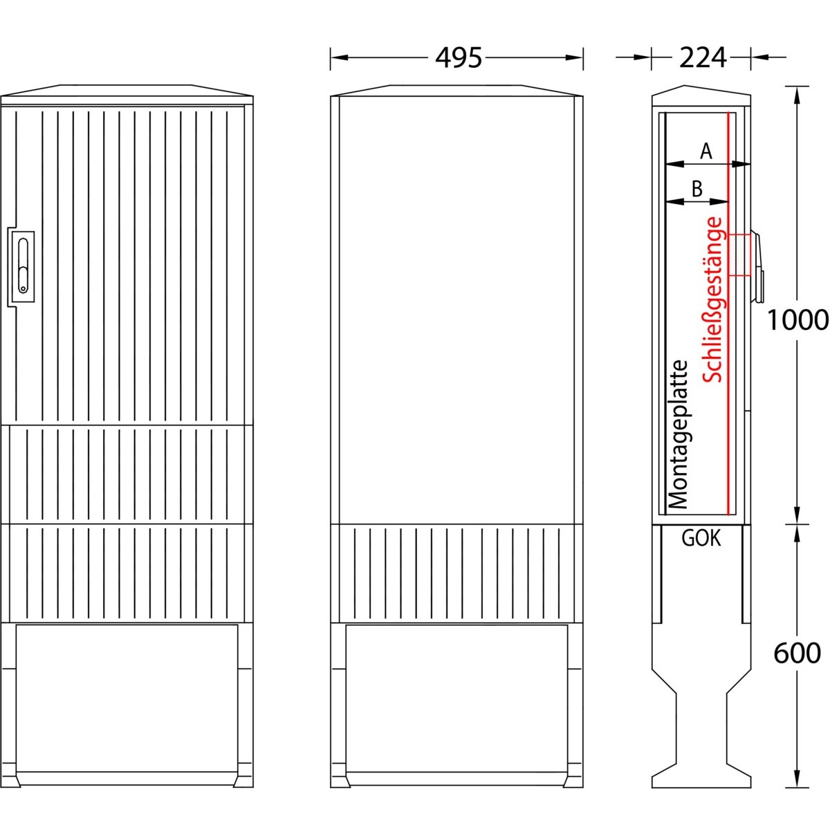 Flachschrank A070-M-1000