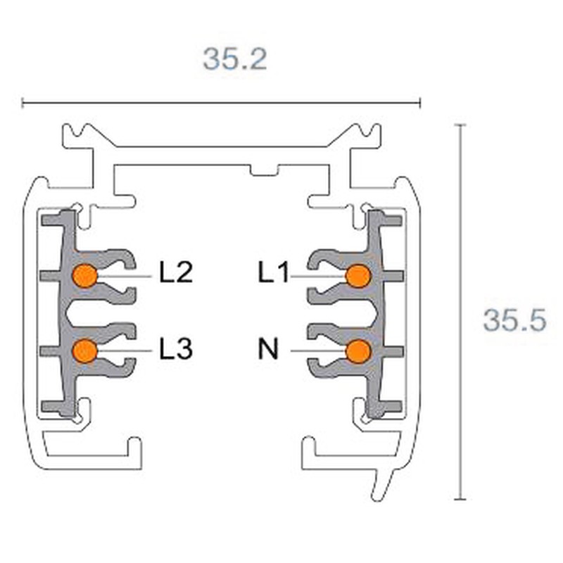 3-PH-Stromschiene TRACK-Profil-2000-B