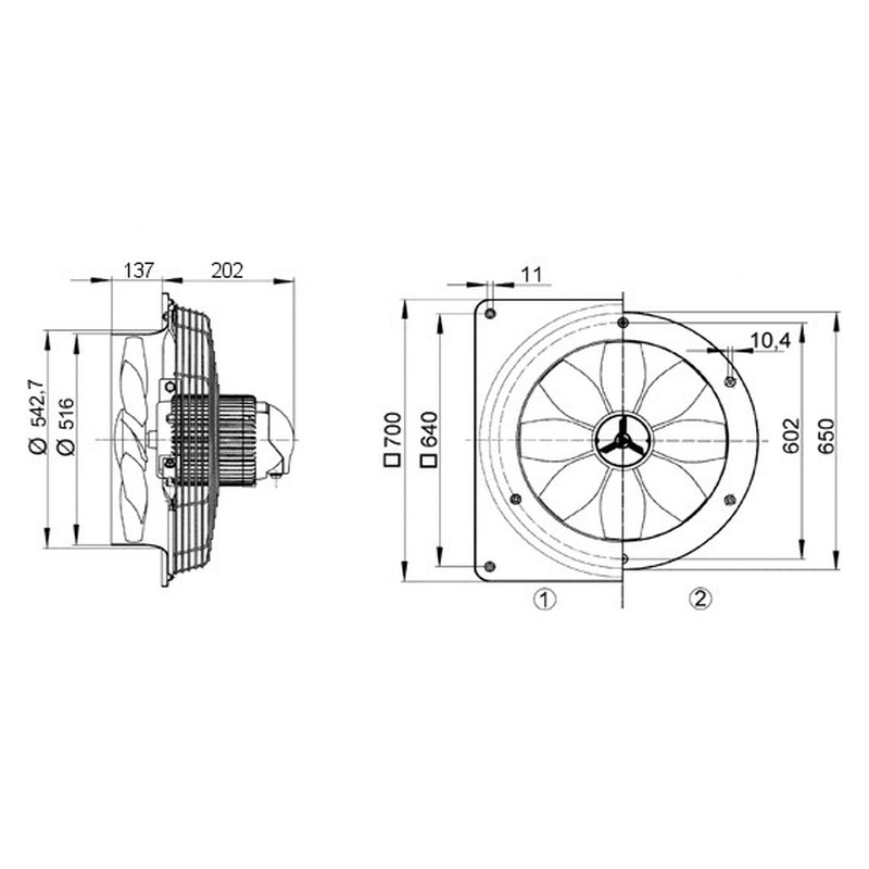 Axial-Wandventilator DZQ 50/4 B