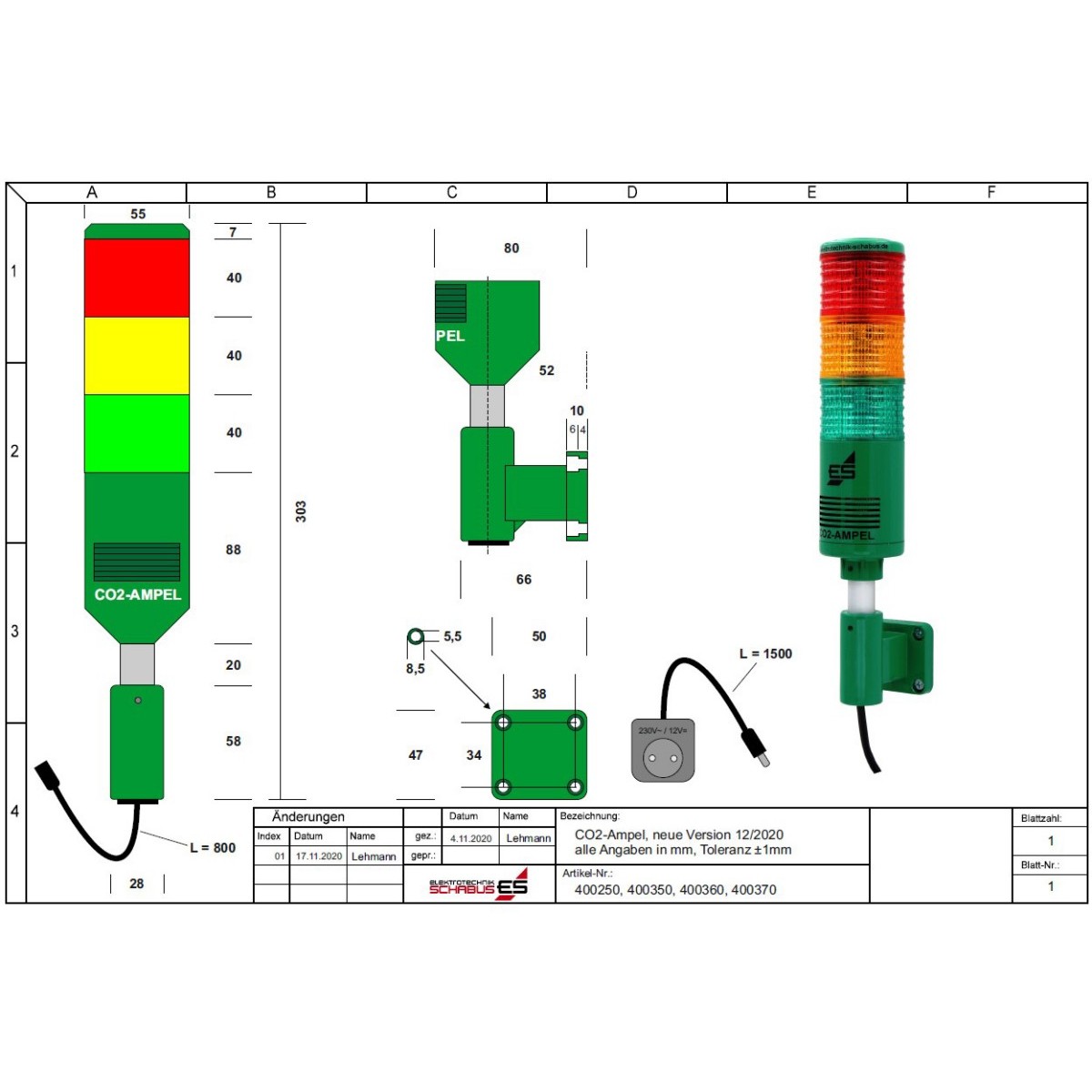 Kohlendioxid Ampel Medical 400350