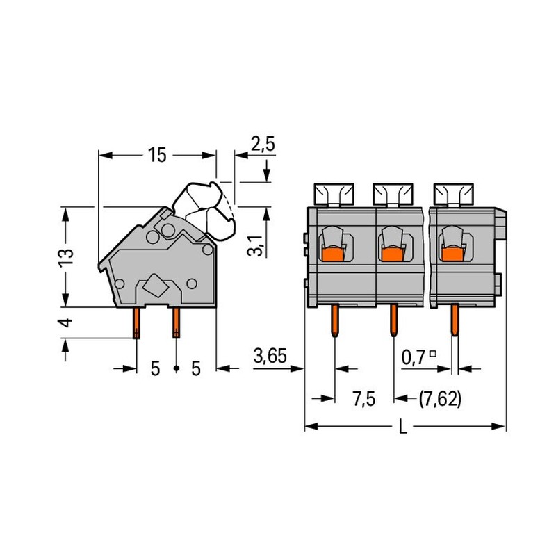 Leiterplattenklemme 256-502/334-000