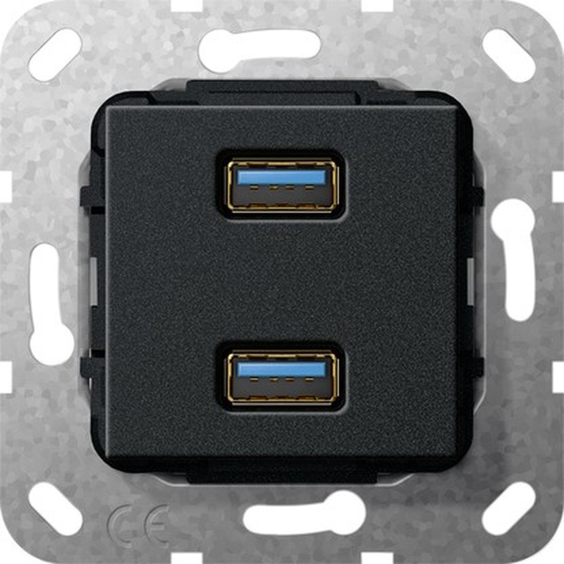 USB 3.0 A 2fach sw matt 568510