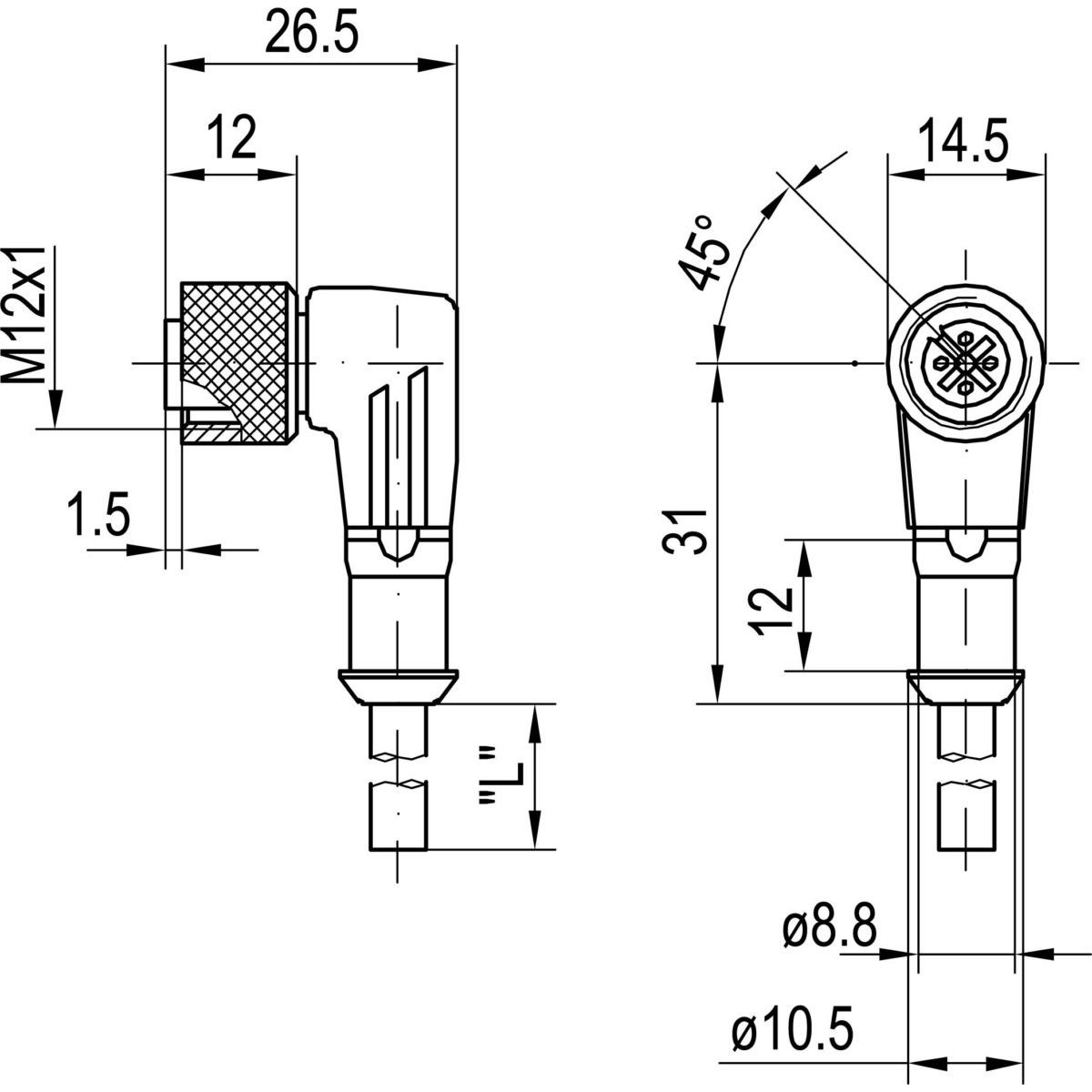 Winkel -5000- L4-5m-W-PUR F 4p