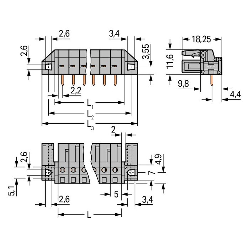THT-Federleiste abgewink. 232-249/047-000