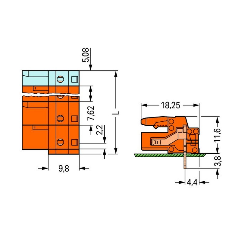 THT-Federleiste abgewink. 232-872/045-000